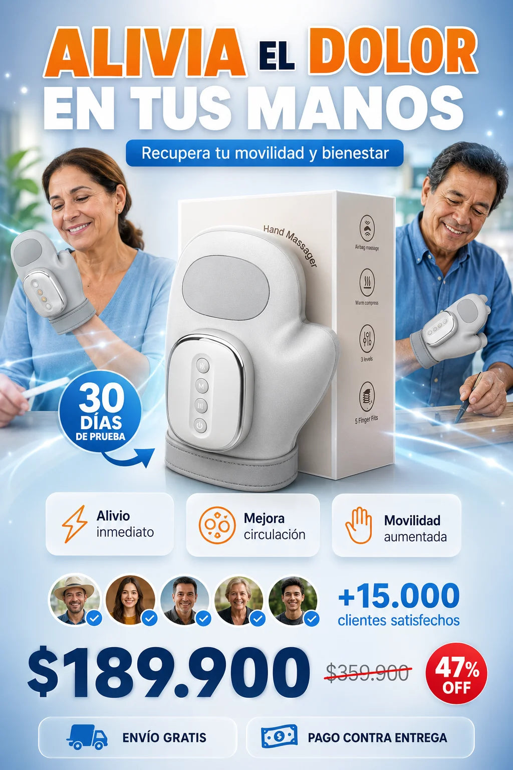 ArthroGlove™ 3 en 1 – Guante Terapéutico Profesional para Artritis y Dolor de Manos.