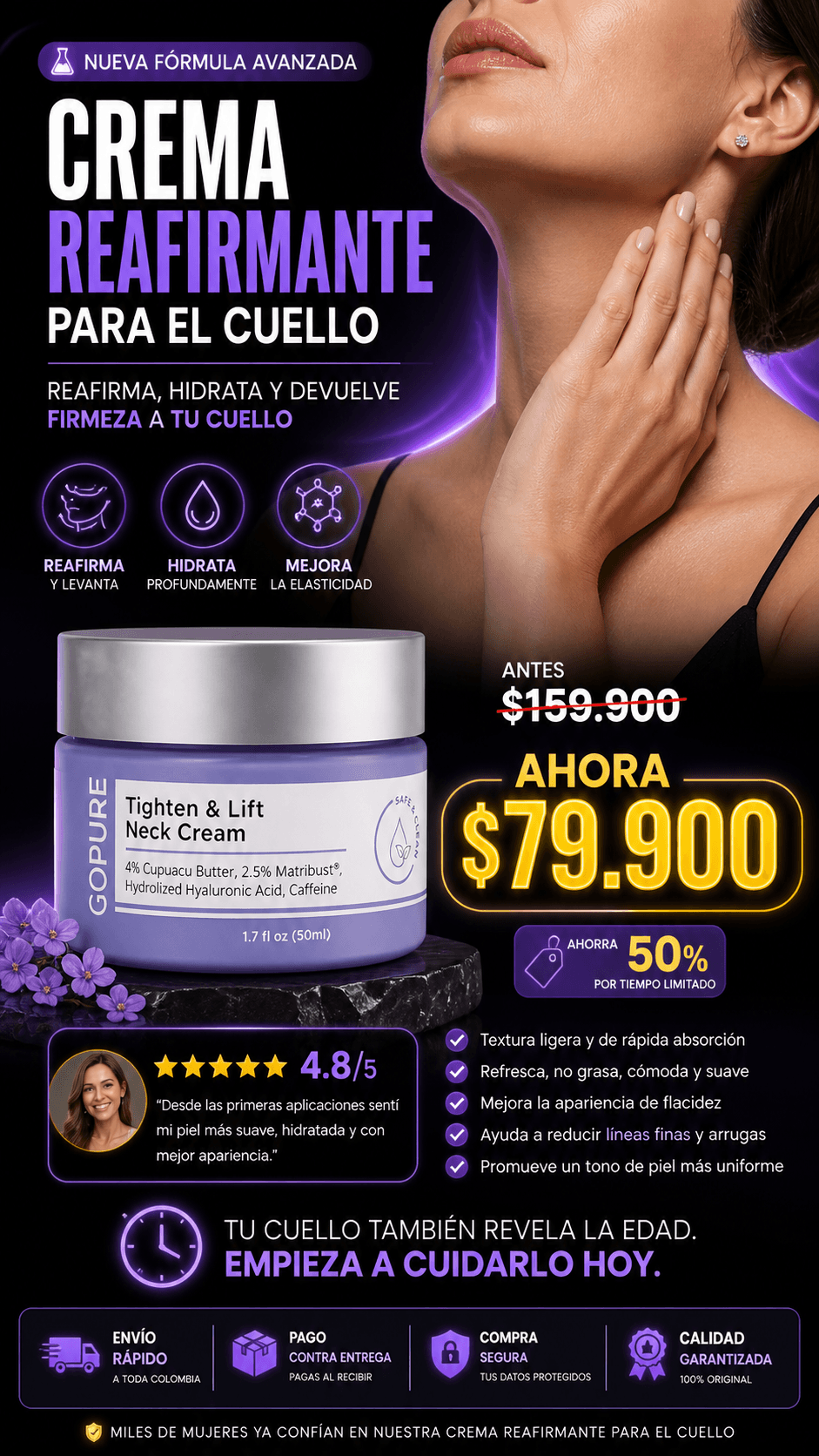 Crema reafirmante para el cuello