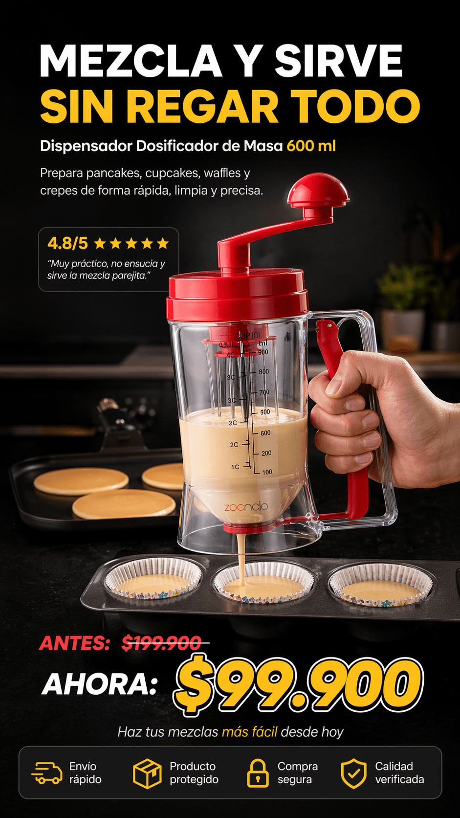 Dispensador de Masa Para Pancakes