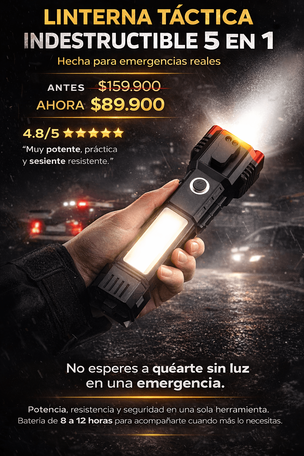 Linterna Tactica Indestructible 5 en 1 importada 🇺🇸