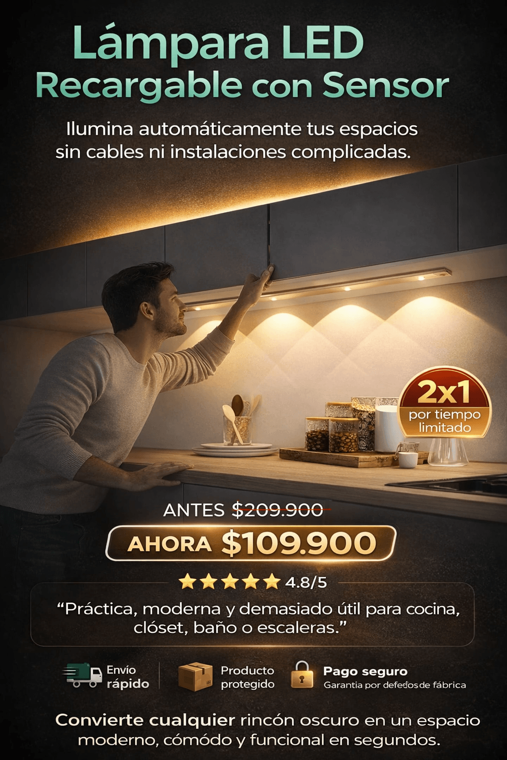 Lámpara Led con Sensor Importada 🇺🇸