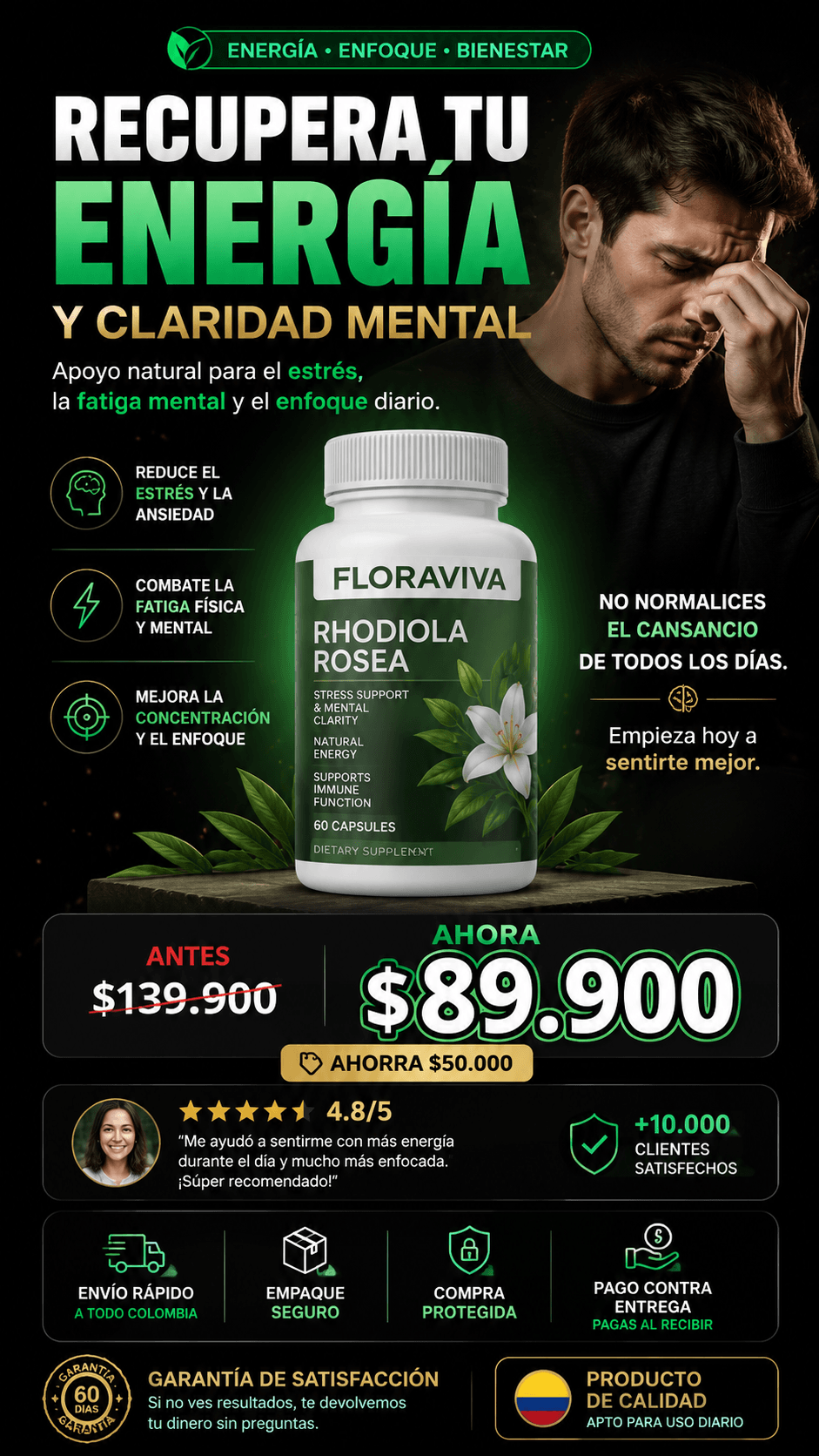 Suplemento Adaptógeno para el Estrés, Enfoque y Energía