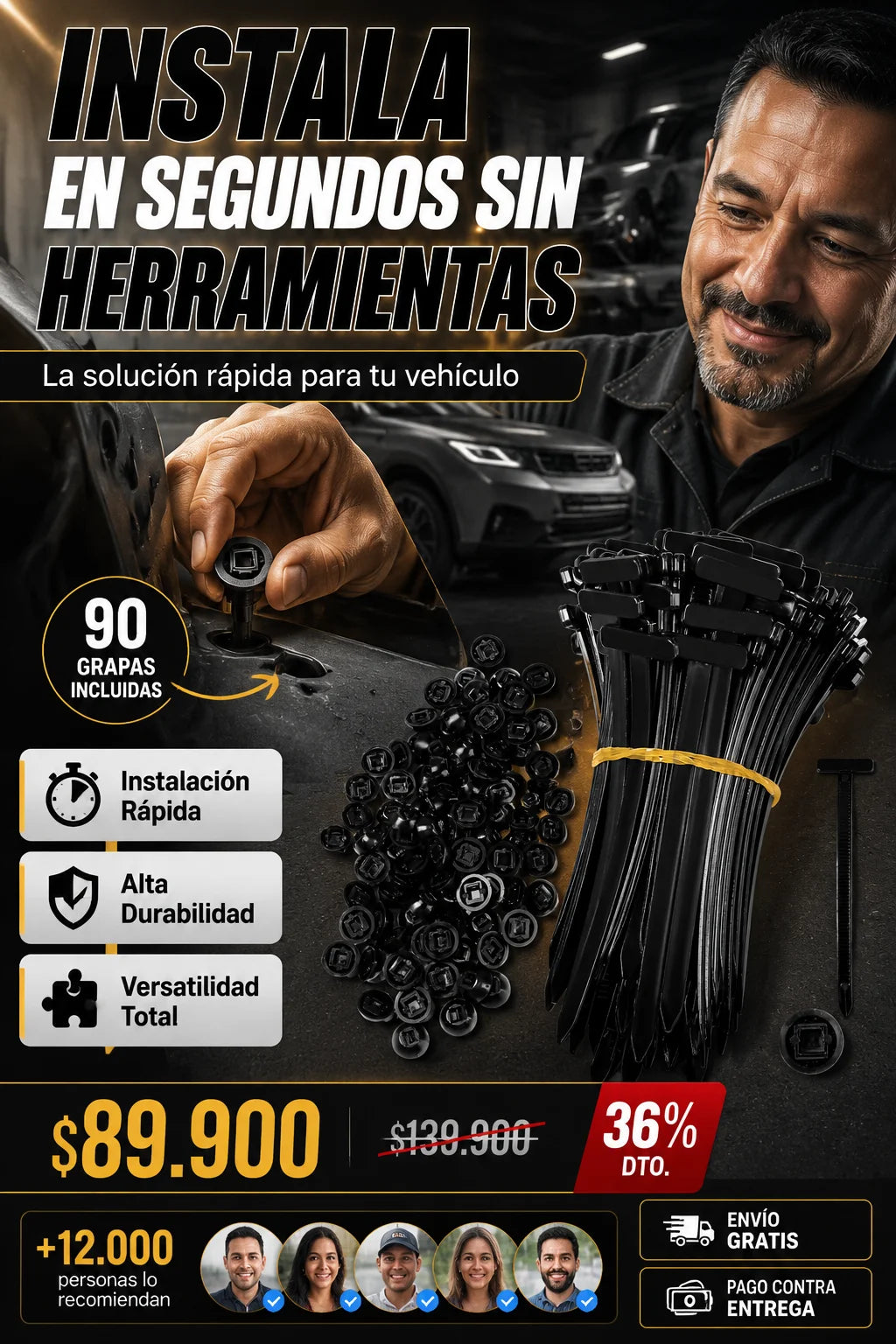 Fijacion Segura Sin Tornillos x 90 und