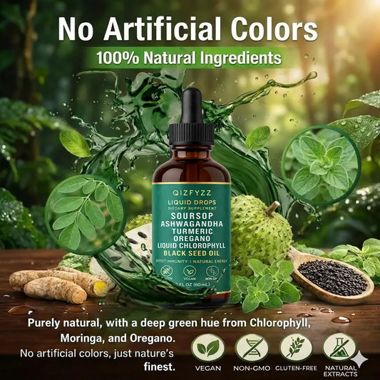 Gotas de Amargo de Guanabana qizfyzz 10 en 1 con Nori, Moringa, Curcum