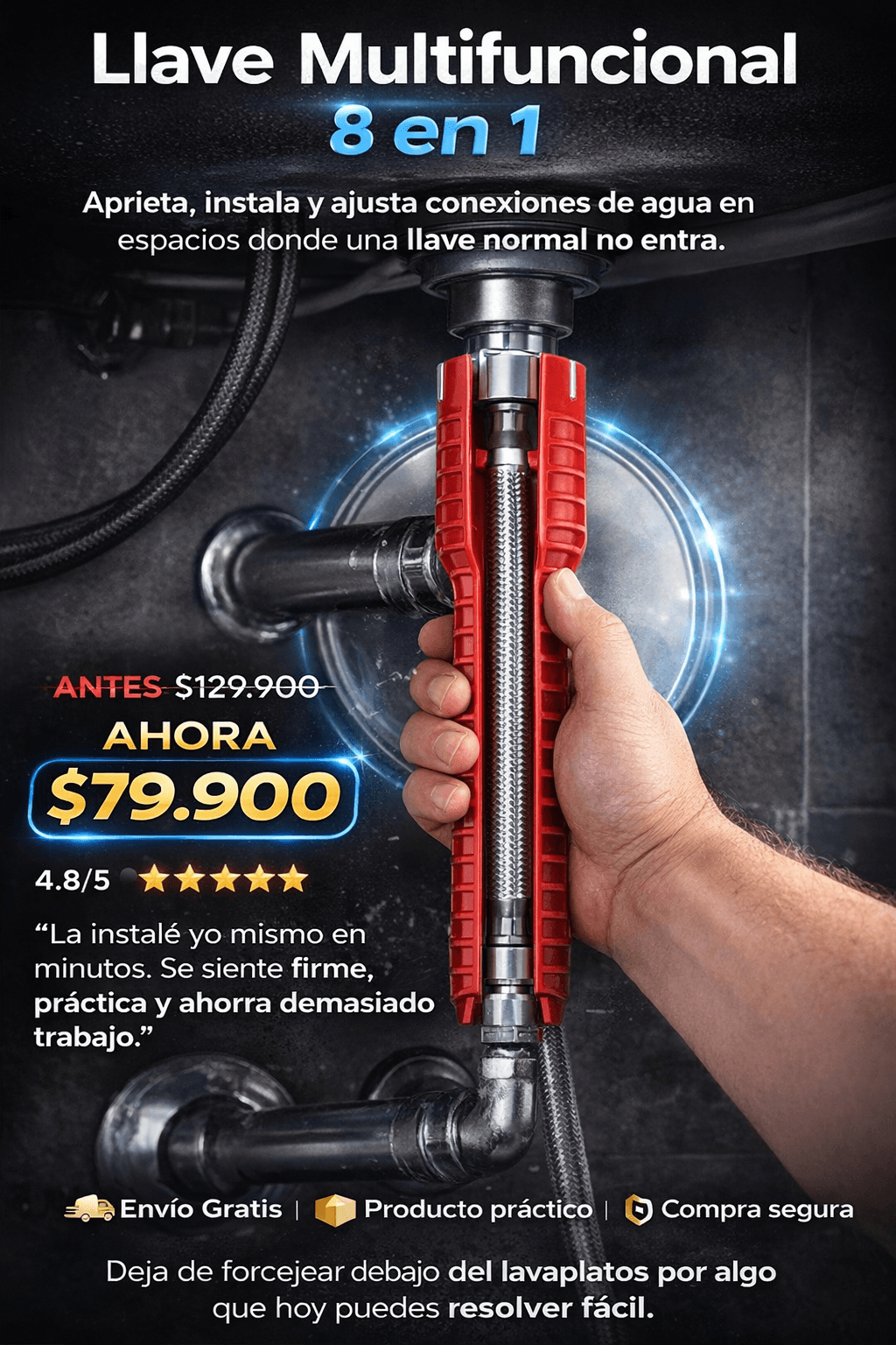 Llave 8 en 1™ | Instala cualquier tipo de conexión
