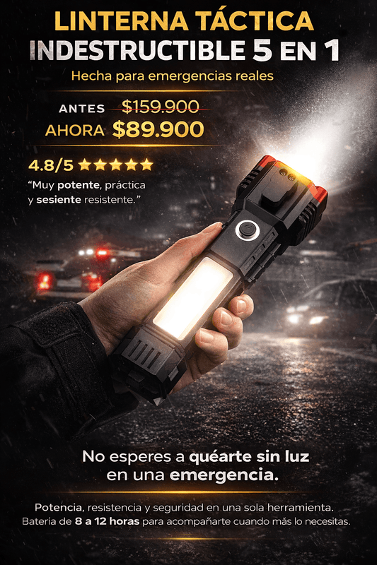 Linterna Tactica Indestructible 5 en 1 importada 🇺🇸