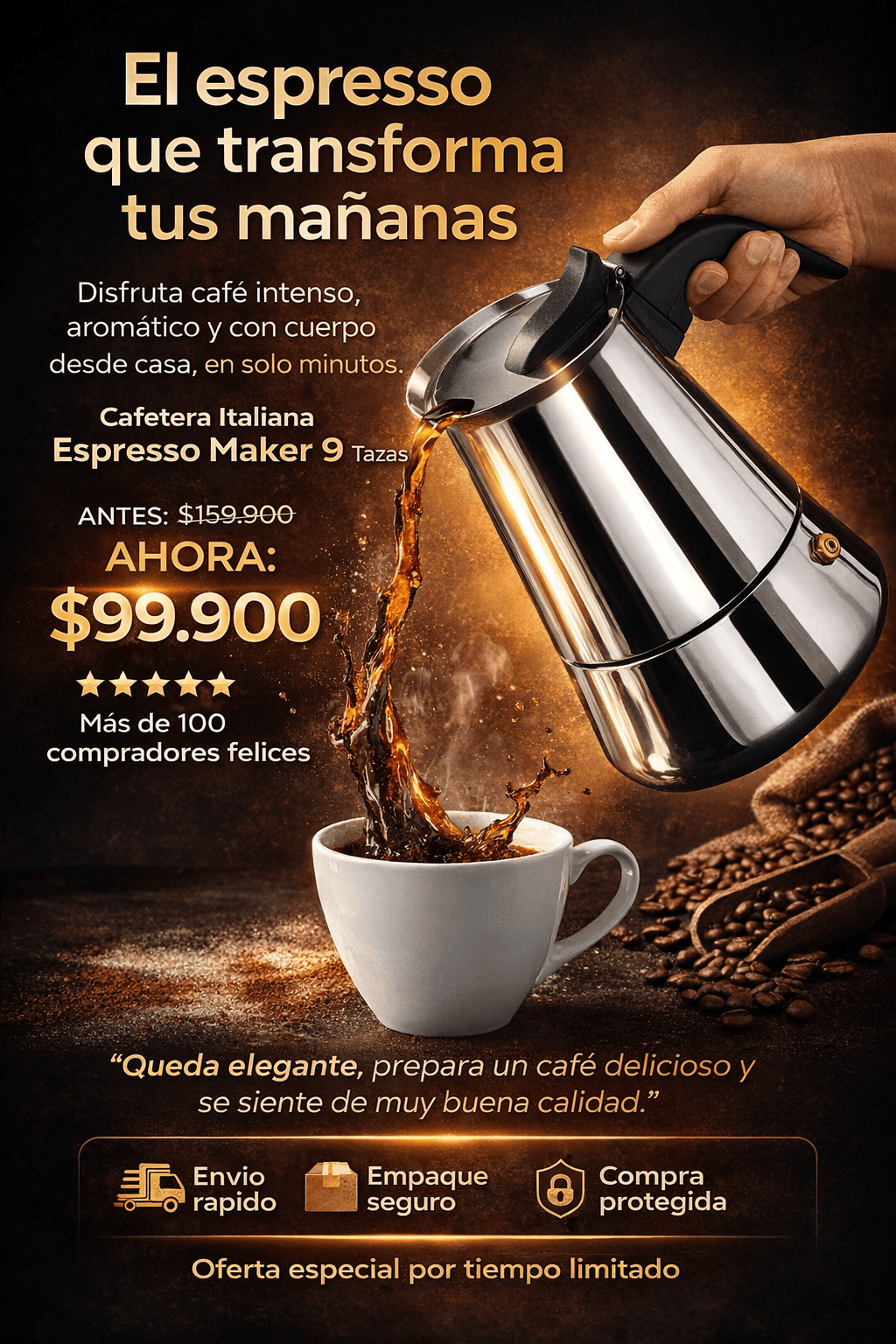 Cafetera Italiana 9 Tazas Importada 🇺🇸
