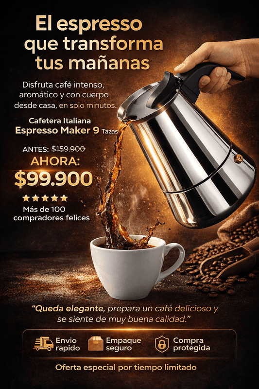 Cafetera Italiana 9 Tazas Importada 🇺🇸