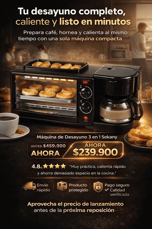 Sokany 3 en 1: café, horno y parrilla