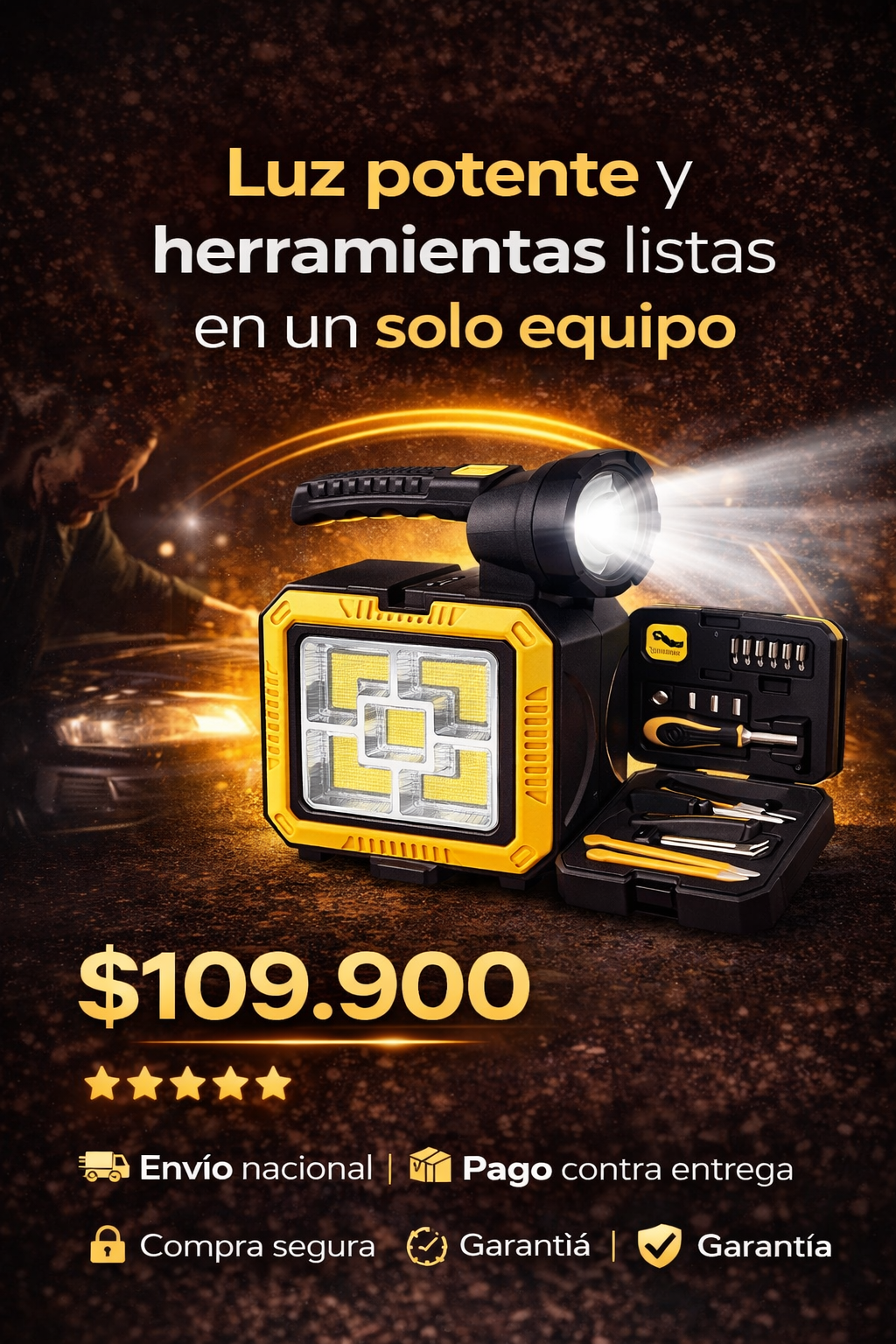 Lámpara LED Multifuncional con Kit de Herramientas