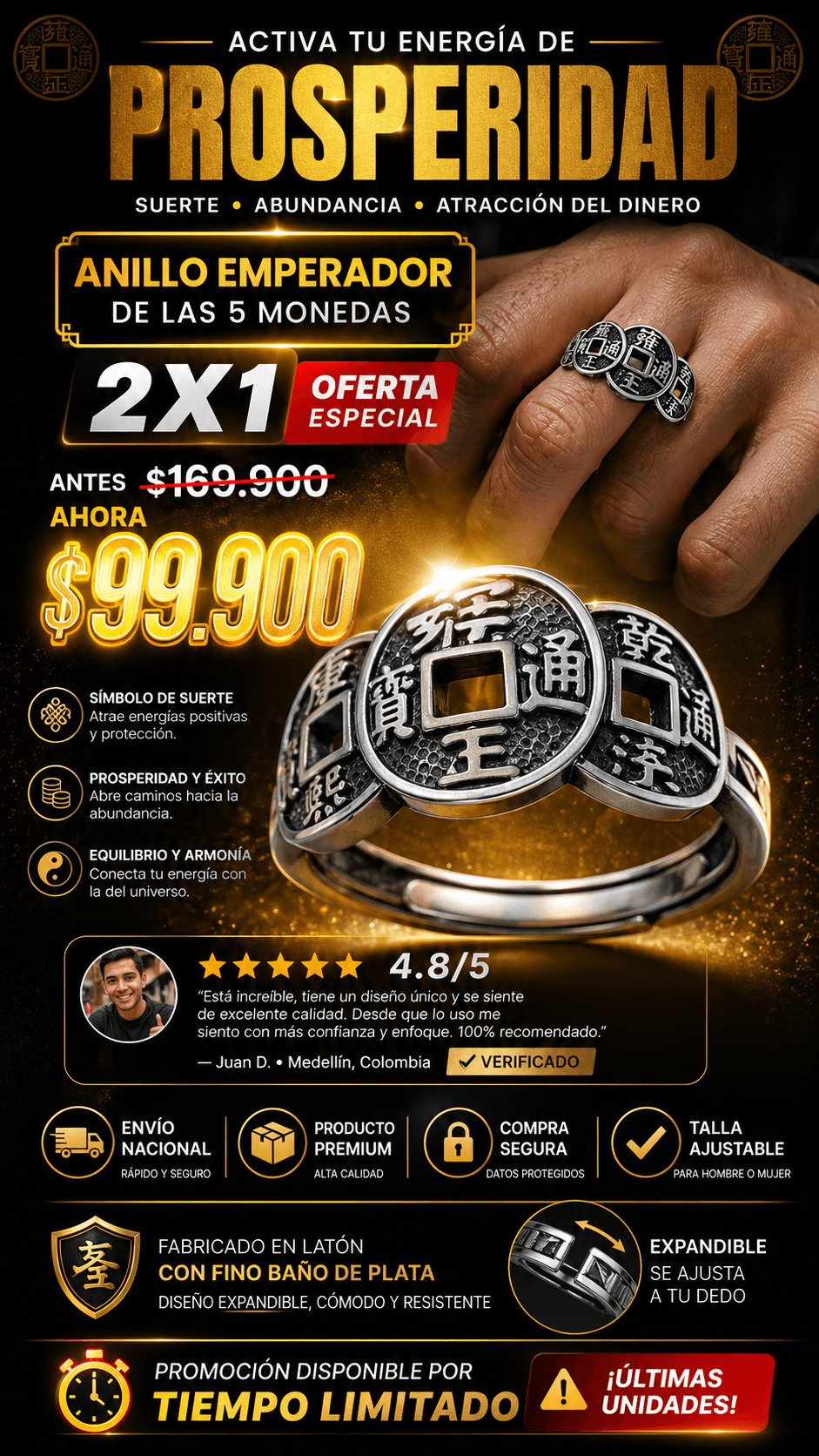 Anillo 5 Emperadores Talisman 2X1